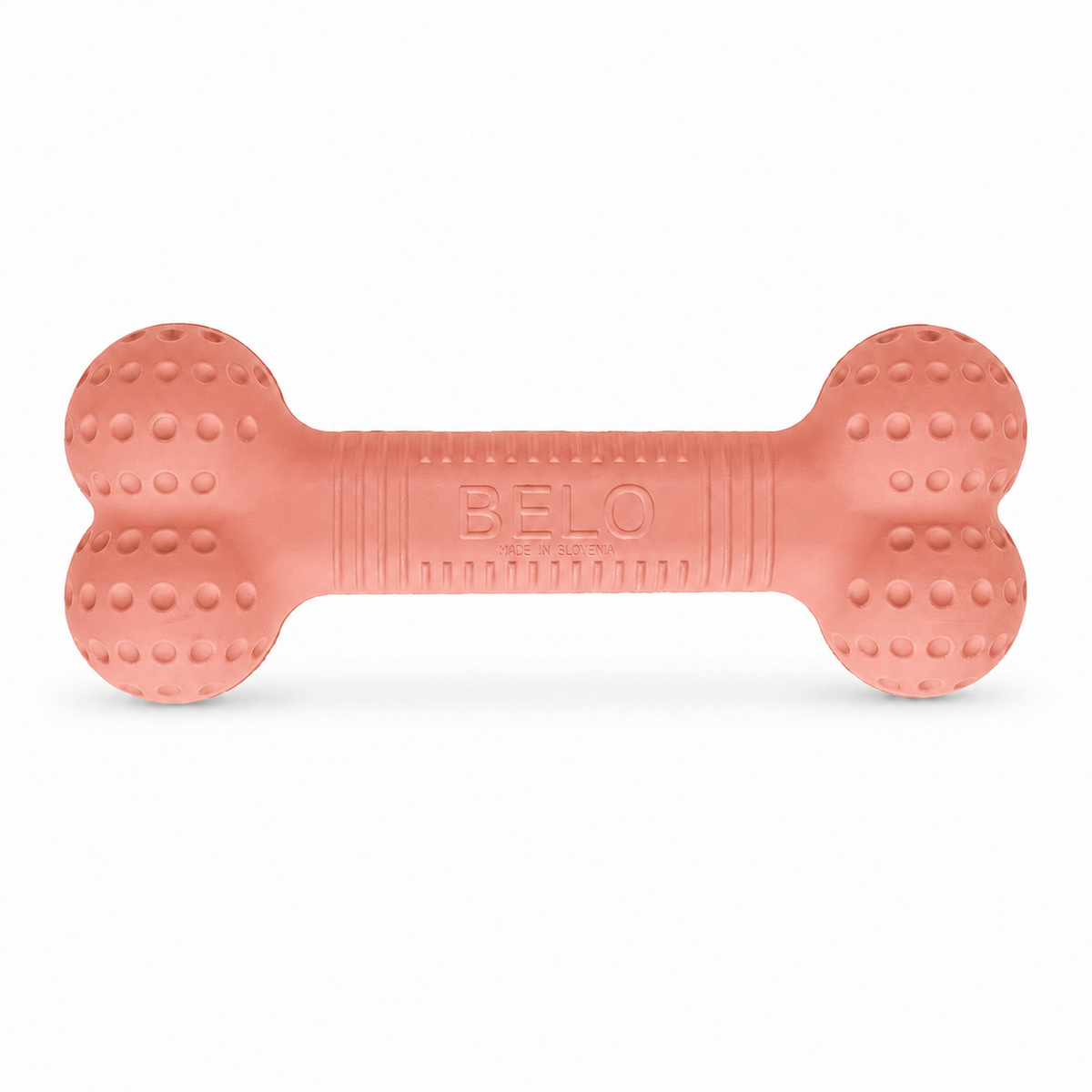 Berry pink BELO Lunar Bone dog toy on a white background